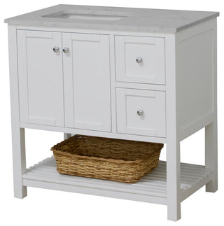 Lakeshore 36" Bathroom Vanity, White, Engineered Carrara