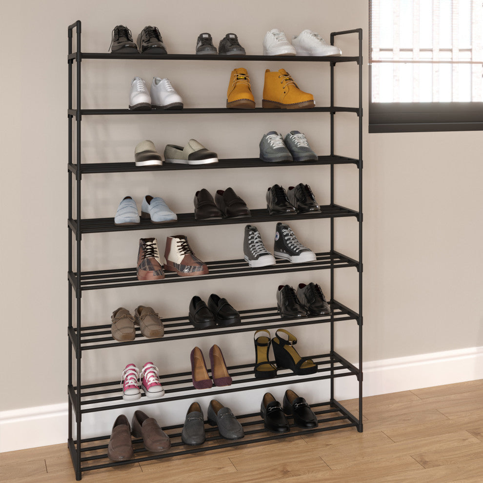 Shoe Rack 8-Tier Shoe Organizer for Closet, Bathroom, Entryway Holds 40 Pairs, Black