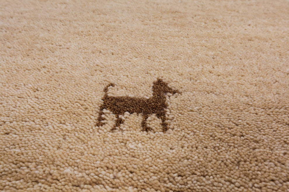 7' Square Persian Gabbeh Hand-Knotted Rug Q4289