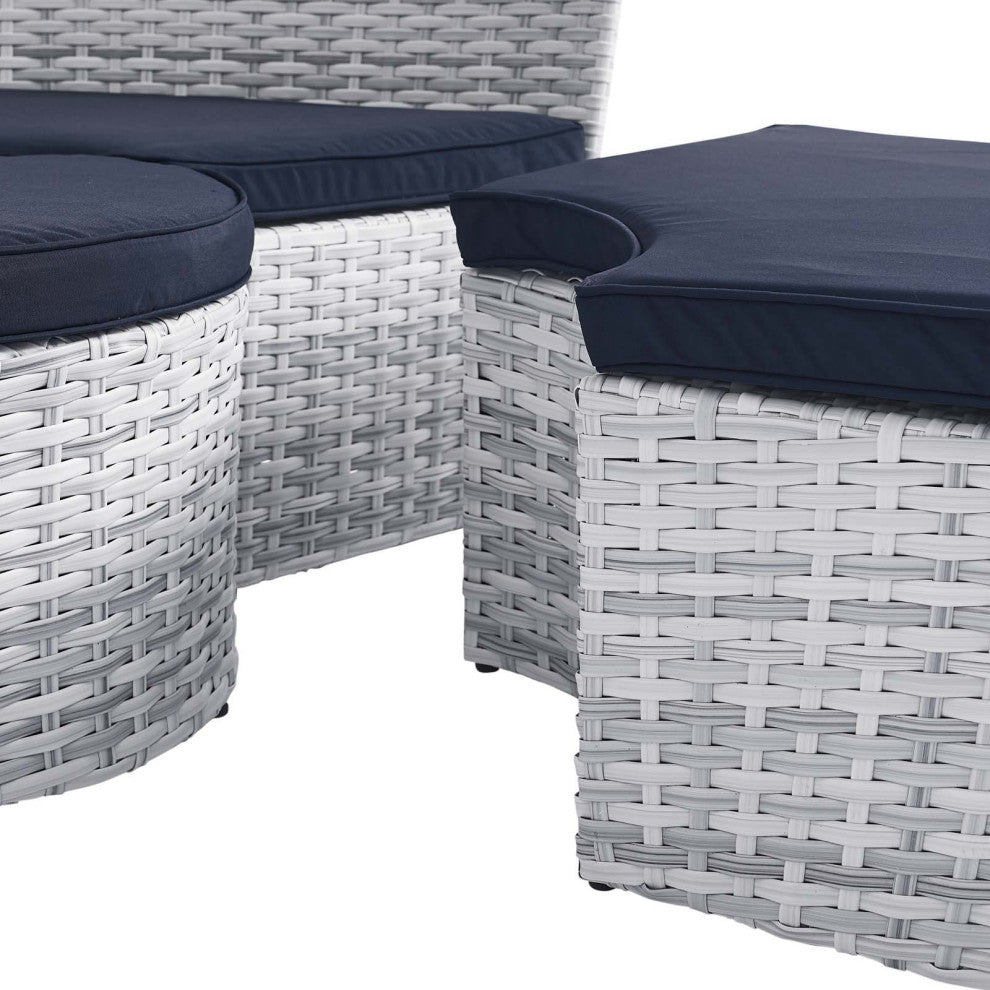 Scottsdale Canopy Outdoor Patio Daybed Light Gray Navy -4442