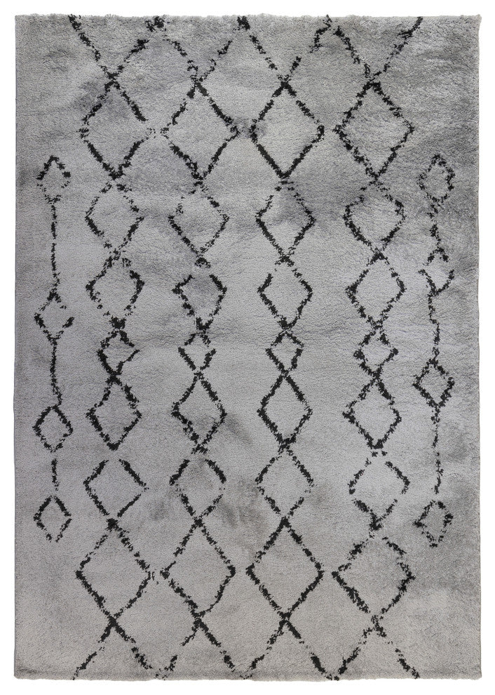 Aspen Shag Polypropylene Area Rug, Gray/Black, 5'x7'6"