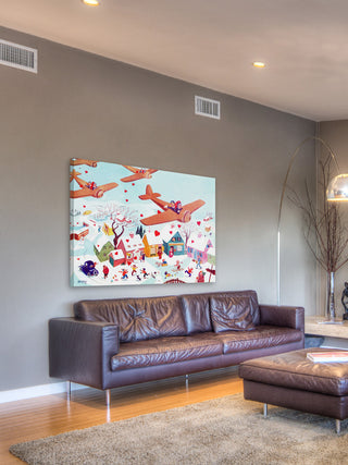 "Planes and Hearts" Painting Print on Canvas by Curtis