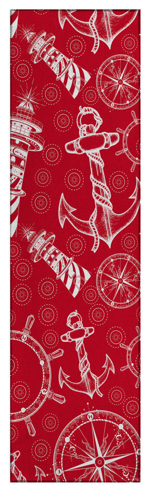 Indoor/Outdoor Harbor HA9 Red Machine Washable 2'3" x 7'6" Runner Rug