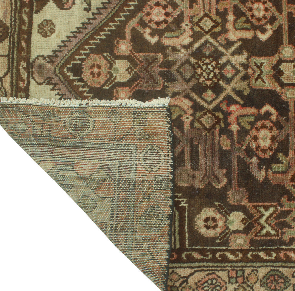 Fine Vintage Distressed Mina Brown/Rose Runner, 2'10x8'10