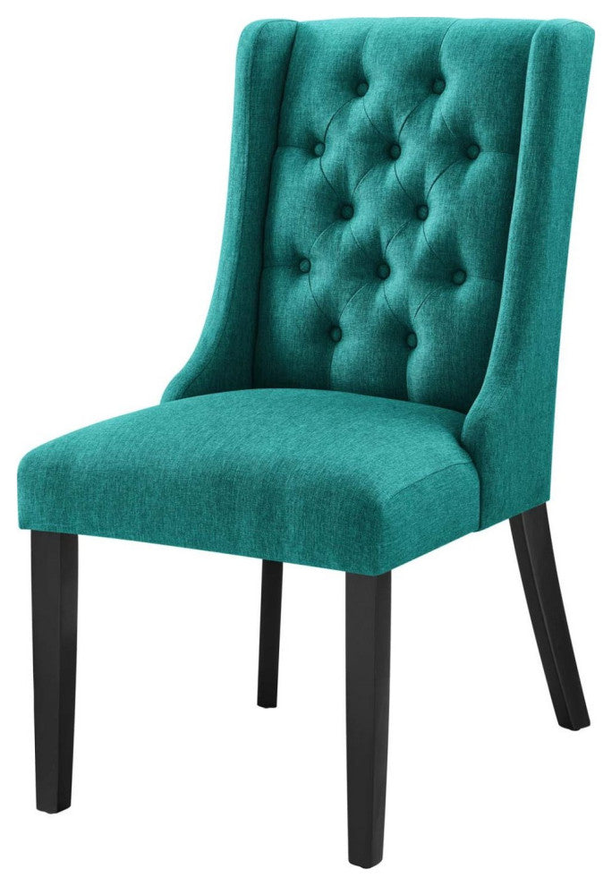 Side Dining Chair, Teal Blue, Fabric, Modern