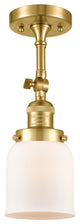 Small Bell 1 Light Semi-Flush Mount, Satin Gold, Matte White