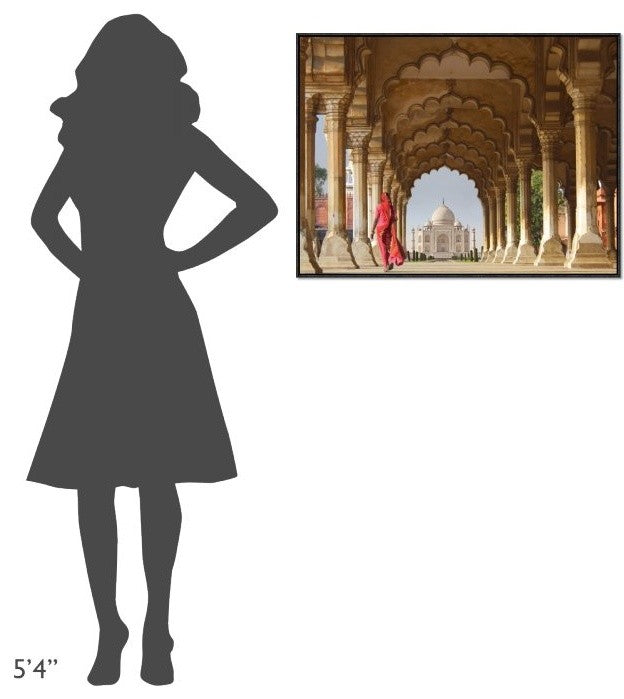 "Woman in traditional Sari walking towards Taj Mahal"  by Pangea Images, 33x25"