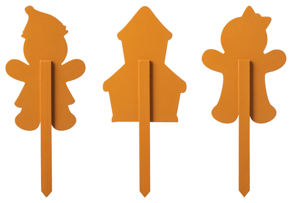 Wooden Gingerbread Man Yard Stake, 3-Piece Set