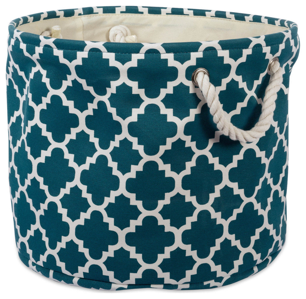 Polyester Bin Lattice Teal Round Large 16"x16"x15"