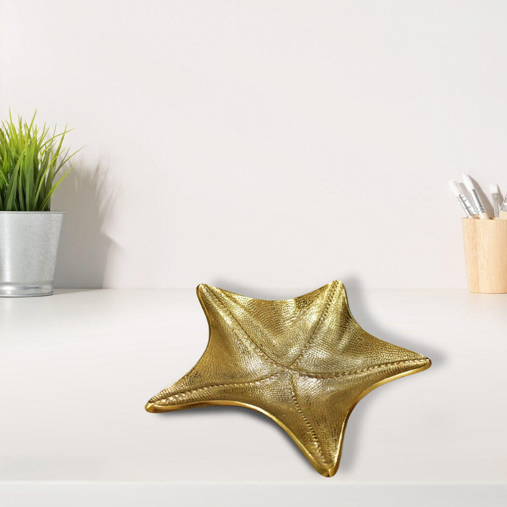 Handmade Decorative Aluminium Tray, Gold Color Coated