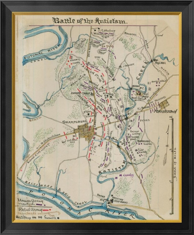 "Battle of Antietam or Sharpsburg #1" Framed Canvas Giclee by Unknown, 28x34"