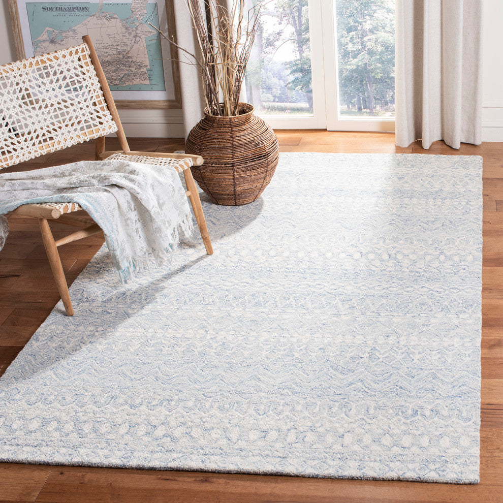 Safavieh Micro-Loop Collection MLP502 Rug, Blue/Ivory, 4' X 6'