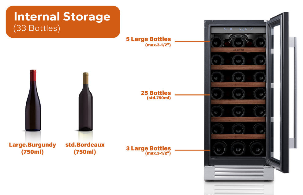 Ca''Lefort 30" Wine and Beverage Refrigerator Combo Bulit in & FreeStanding