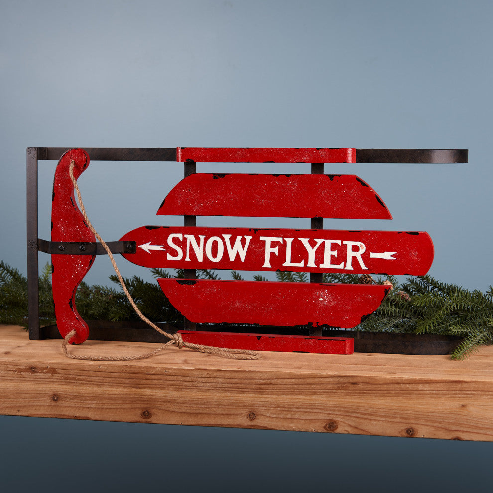 Vintage Wooden Snow Sled, Set of 2