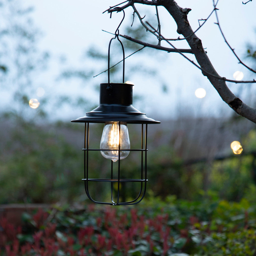 Metal Wire Solar Powered Hanging Lantern, 2-Piece Set