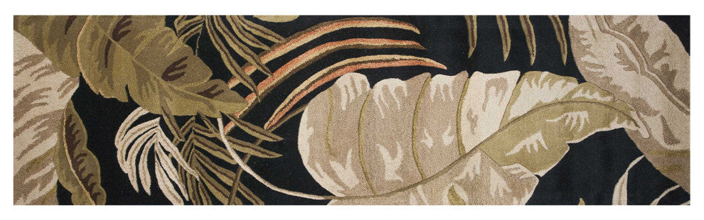 HomeRoots 2' x 8' Midnight Leaves Wool Runner Rug