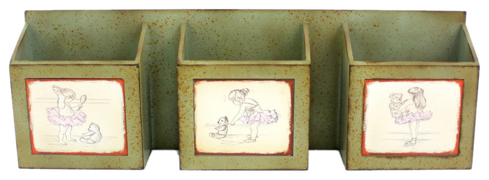 11.81" x 5.12" x 35.63" Green Rustic Horizontal - Newspaper & Magazine Rack
