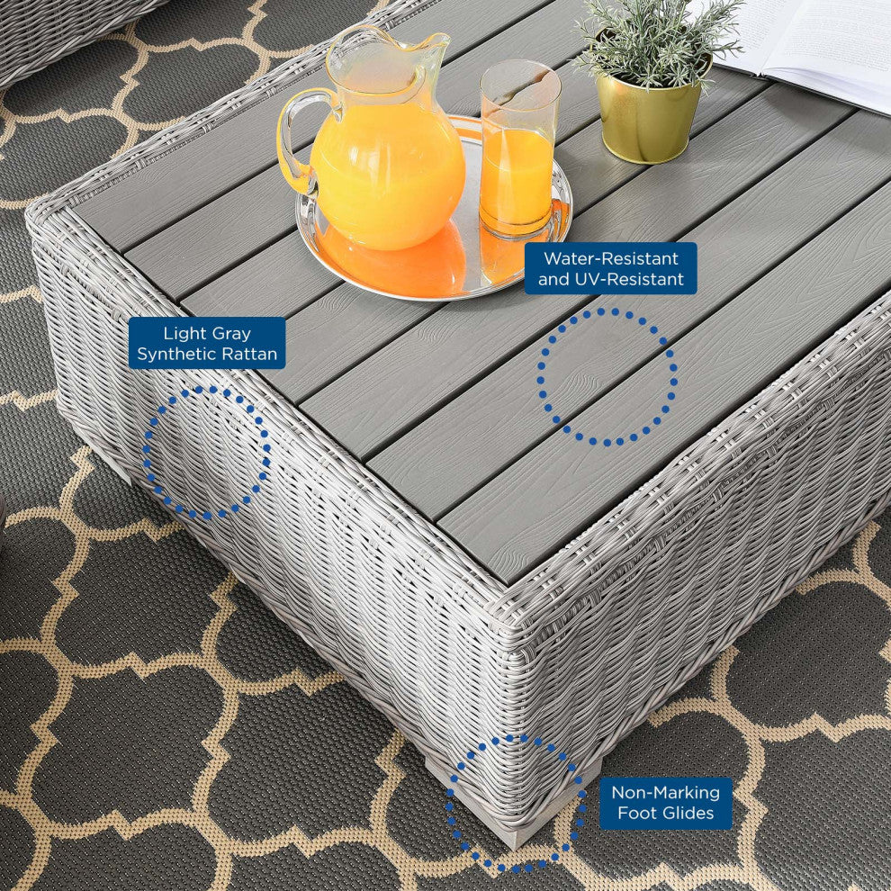 Lounge Sectional Sofa Chair Set, Rattan, Wicker, Gray White, Outdoor