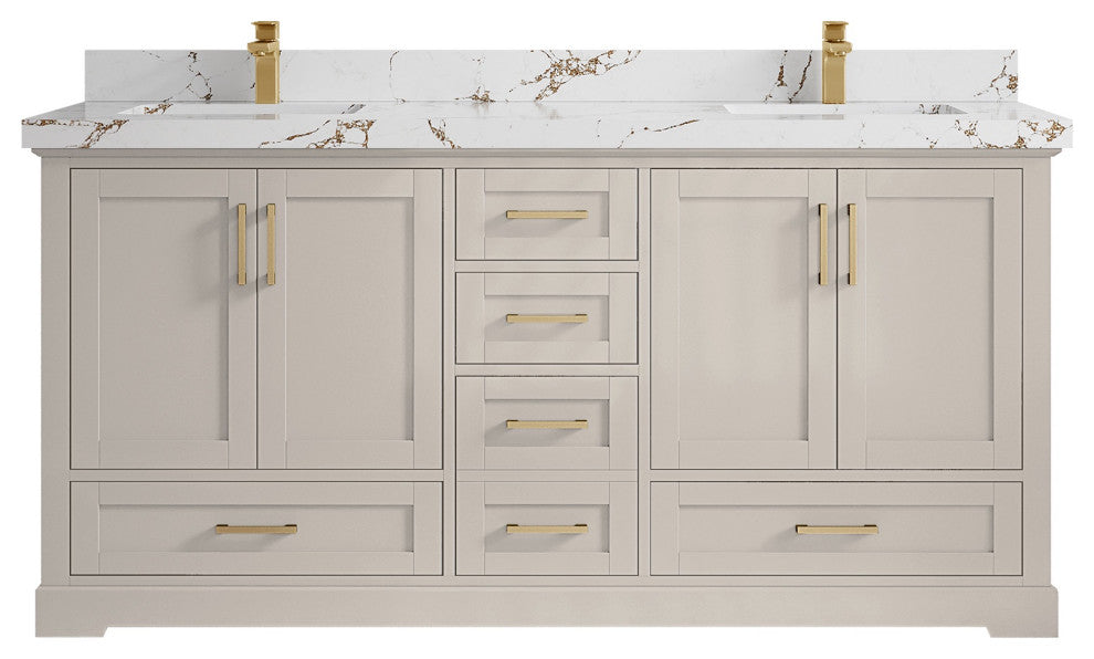 Boston 72" Double Sink Bath Vanity in Fine Grain 2" Viola Brown