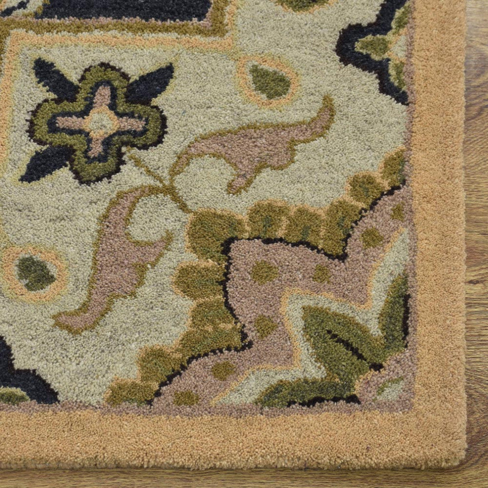 HAND TUFTED WOOL ECO-FRIENDLY AREA RUGS - Square,Charcoal,Oriental