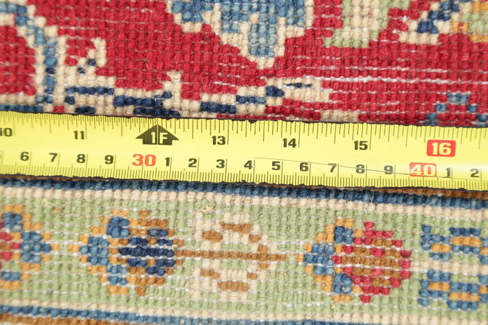 Traditional Super Kazak Bordered Area Rug Oriental Hand-Knotted, Beige, 4 X 6