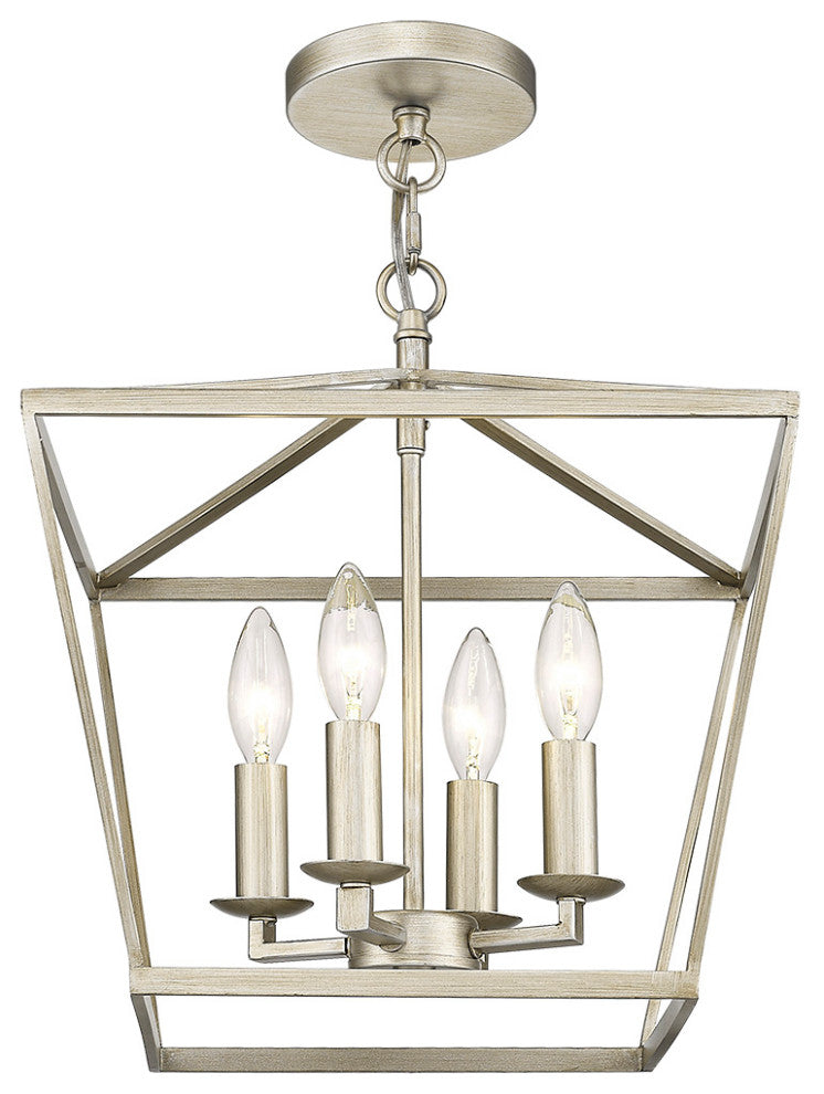 4-Light Dual Mount Pendat Lantern champagne (silver/gold) finish