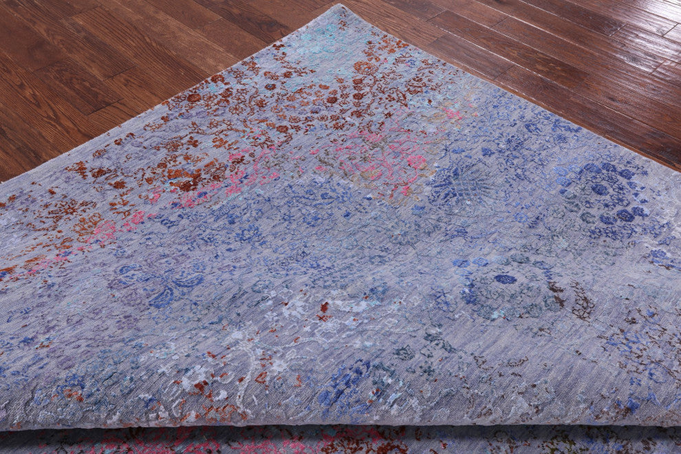7' 11" X 10' 5" Wool and Silk Modern Handmade Rug Q9260