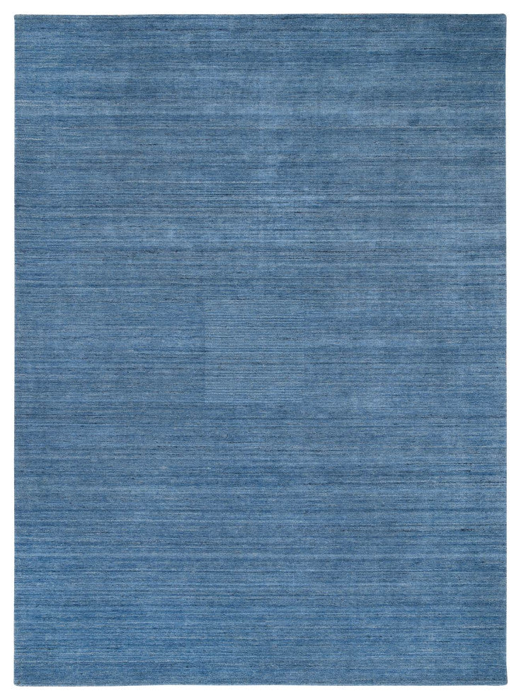 Denim Blue, Modern Design, Soft and Plush Wool Hand Loomed, Rug, 9'0"x11'10"
