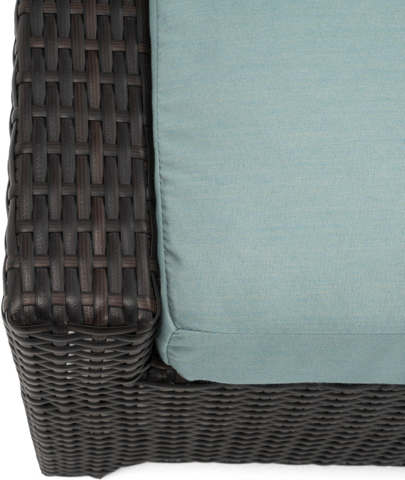Deco 5 Piece Sunbrella Outdoor Patio Love and Club Seating Set, Spa Blue