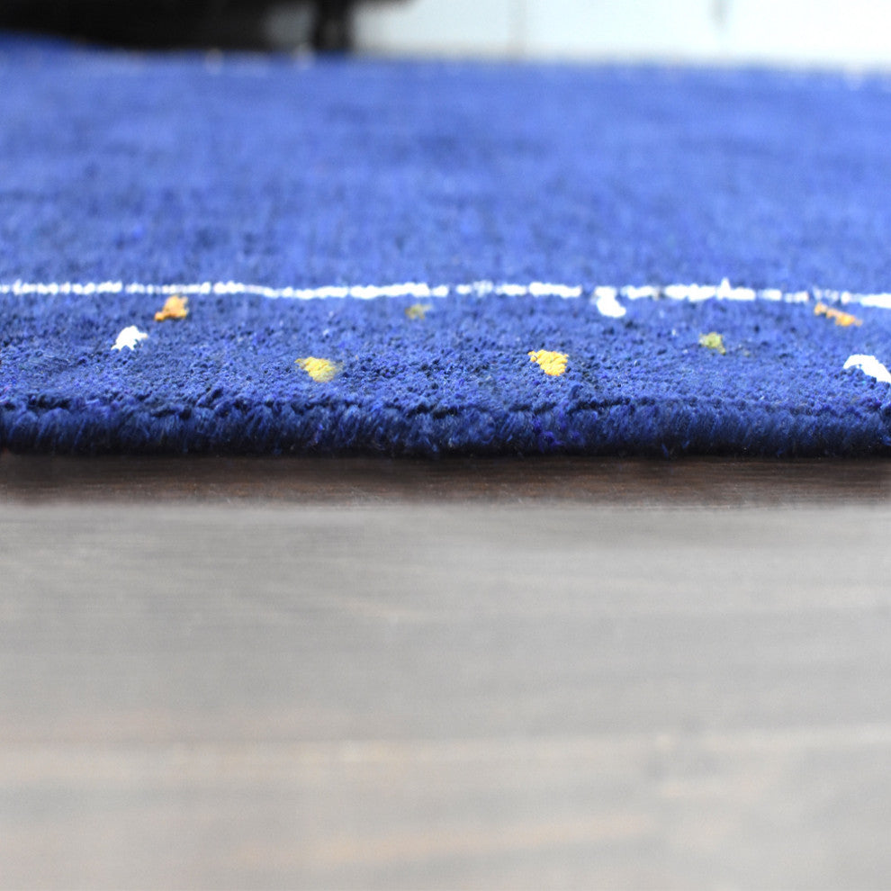 HAND KNOTTED LOOM SILK ECO-FRIENDLY AREA RUG-6'x9',Rectangle,Blue,Contemporary