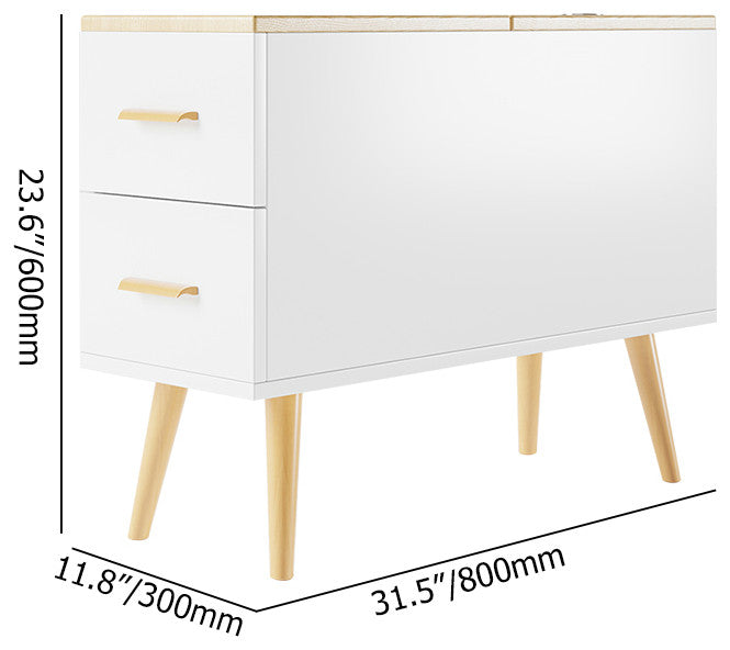 Rectangle End Table with Drawers Modern Sofa Side Table for Living Room, Natural