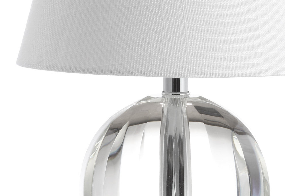 Goddard 16" Crystal Ball and Metal LED Table Lamp, Clear