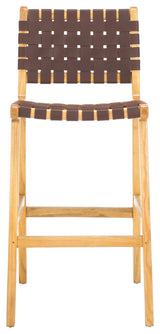 Safavieh Adah Leather Bar Stool, Cognac/Natural