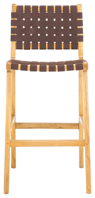 Safavieh Adah Leather Bar Stool, Cognac/Natural