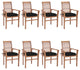 Vidaxl Dining Chairs, Set of 8, With Black Cushions Solid Teak Wood