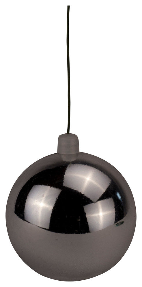 80Mm 3" Shiny Silver Ball Ornament With Wire And Uv Coating