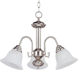 Maxim 2697 Malaga 20"W 3 Light Chandelier - Satin Nickel / Marble Glass