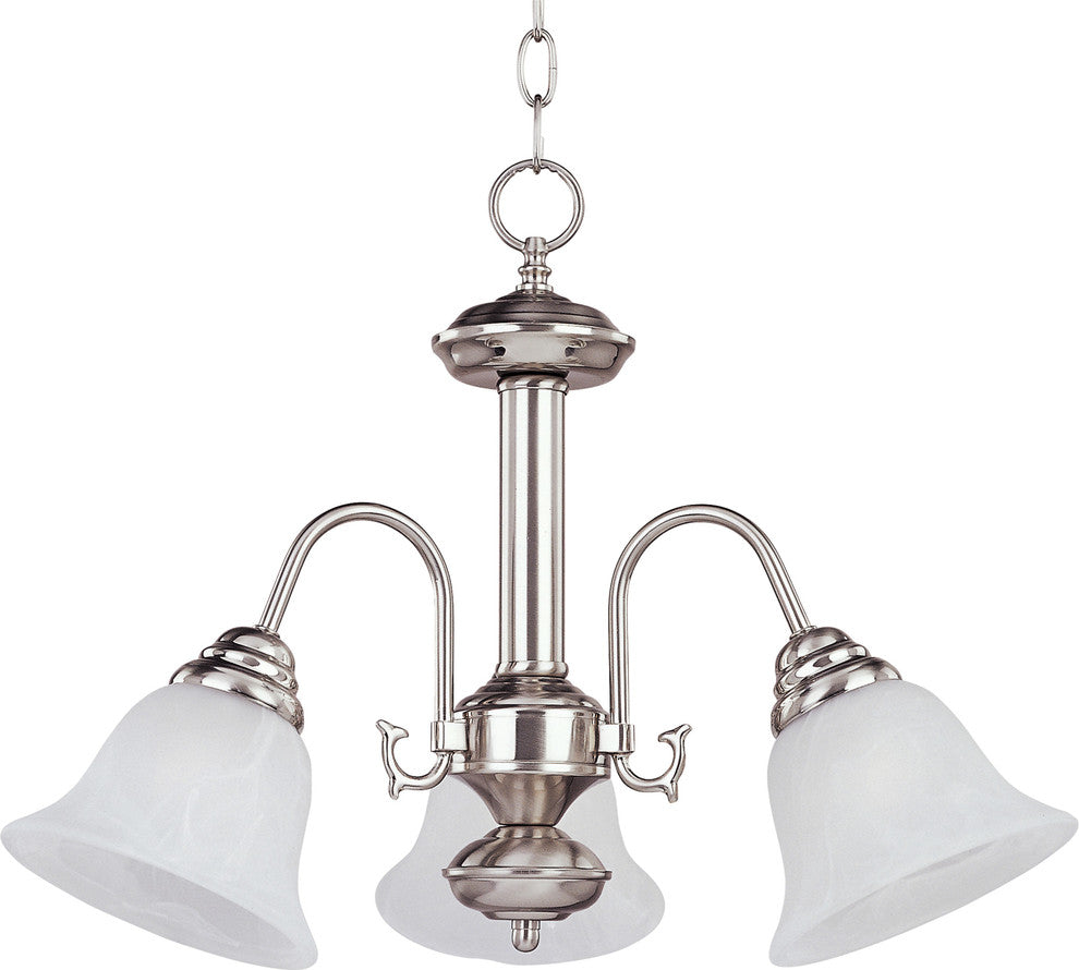 Maxim 2697 Malaga 20"W 3 Light Chandelier - Satin Nickel / Marble Glass