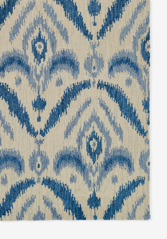 Momeni Leiden Hand Tufted Wool Blue Area Rug 5' X 8'