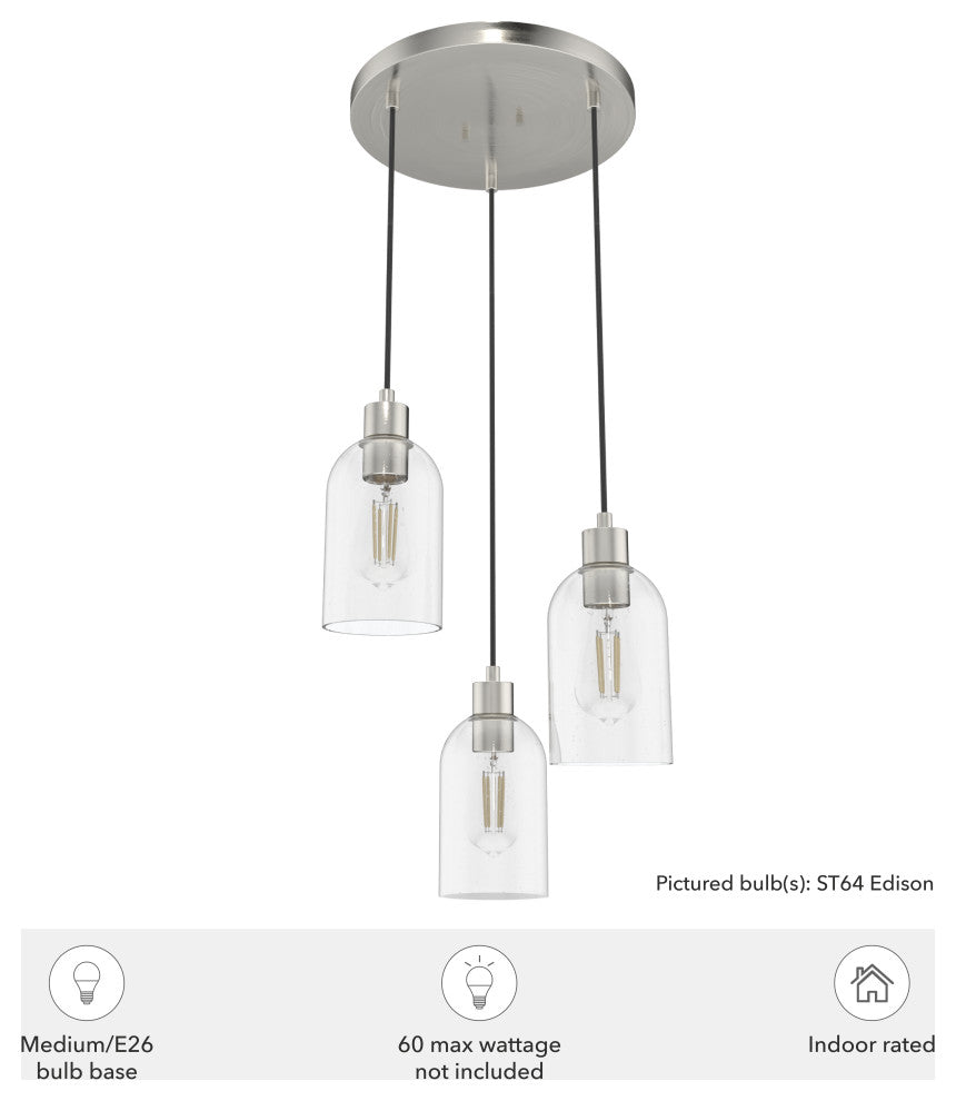 Hunter Lochemeade Brushed Nickel 3 Light Cluster Ceiling Light Fixture
