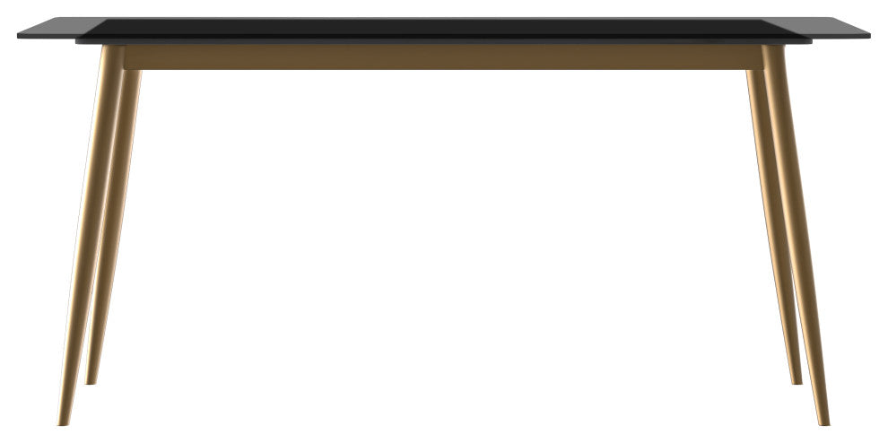 Zayle Dining Table with Rectangular Tabletop in Steel, Clear, 71" Wide