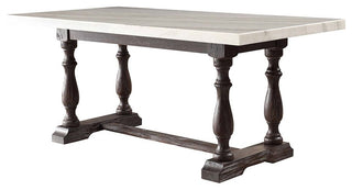 ACME Gerardo 72" Marble Top Dining Table in White and Espresso