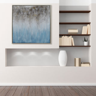Blue Shadow Abstract Textured Metallic Hand Painted Wall Art by Martin Edwards