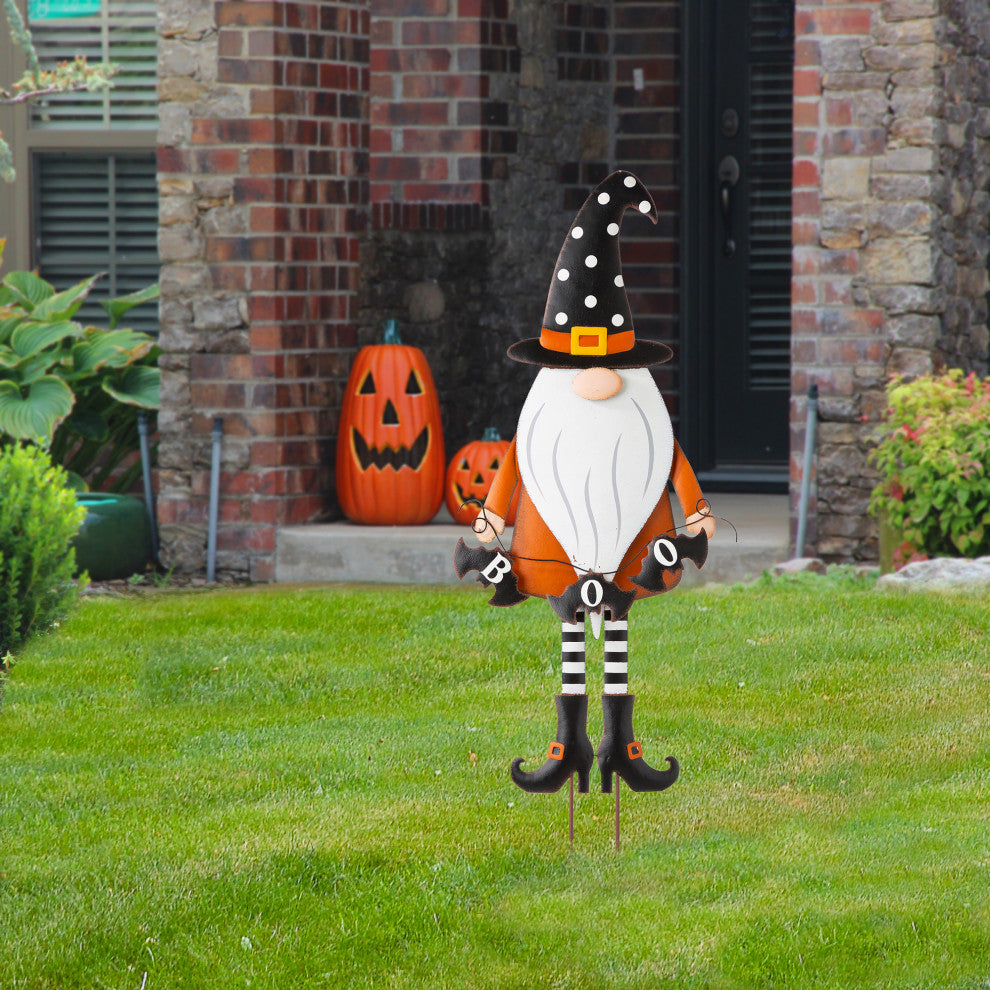 36"H Halloween Metal Gnome Yard Stake or Hanging Decor