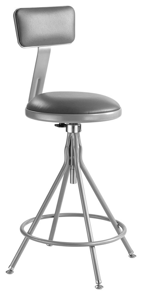 NPS 24"-30" Height Adjustable Vinyl Swivel Steel Stool With Backrest, Grey