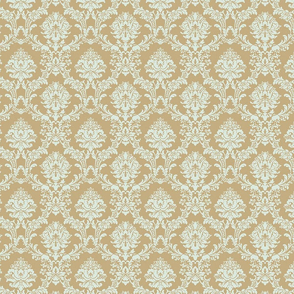Stripes And Damasks, Classic Damask Stripes White, Beige Wallpaper Roll