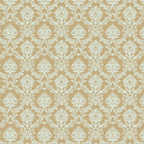 Stripes And Damasks, Classic Damask Stripes White, Beige Wallpaper Roll
