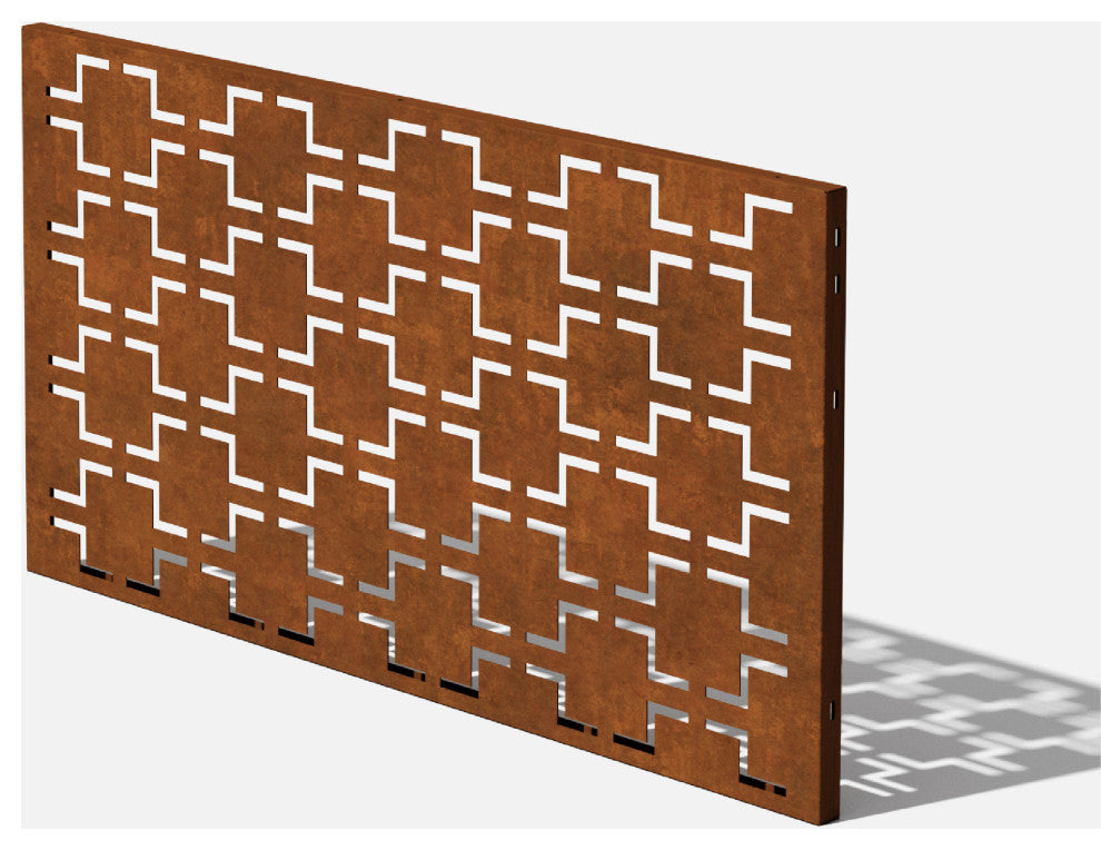 Alta Corten Steel Decorative Screen Panel, Quadra