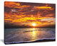 "Yellow Sunset Above Foaming Waves" Modern Beach Canvas Art Print, 20"x12"