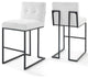 Privy Black Stainless Steel Upholstered Fabric Bar Stool Set of 2 Black White